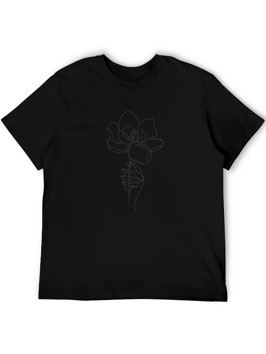 Mens Black T-Shirt with Flower Design