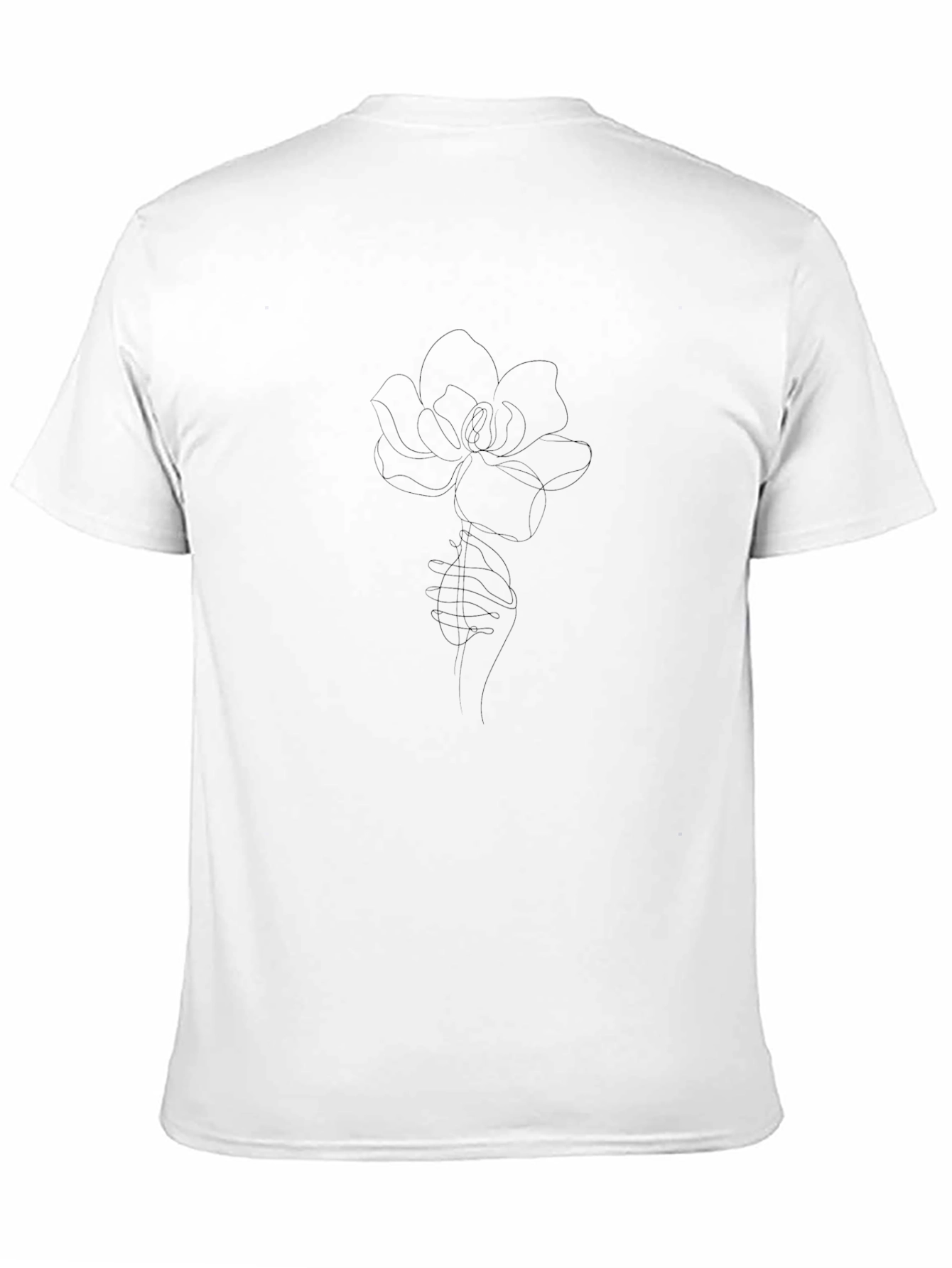 Mens Black T-Shirt with Flower Design