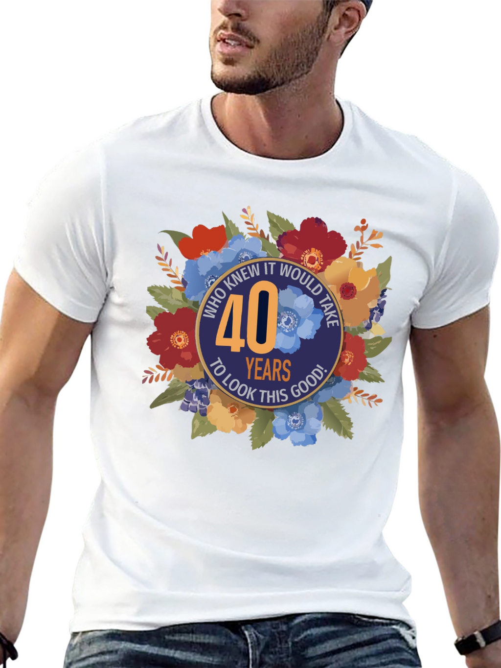 40th Birthday Floral Graphic Tee