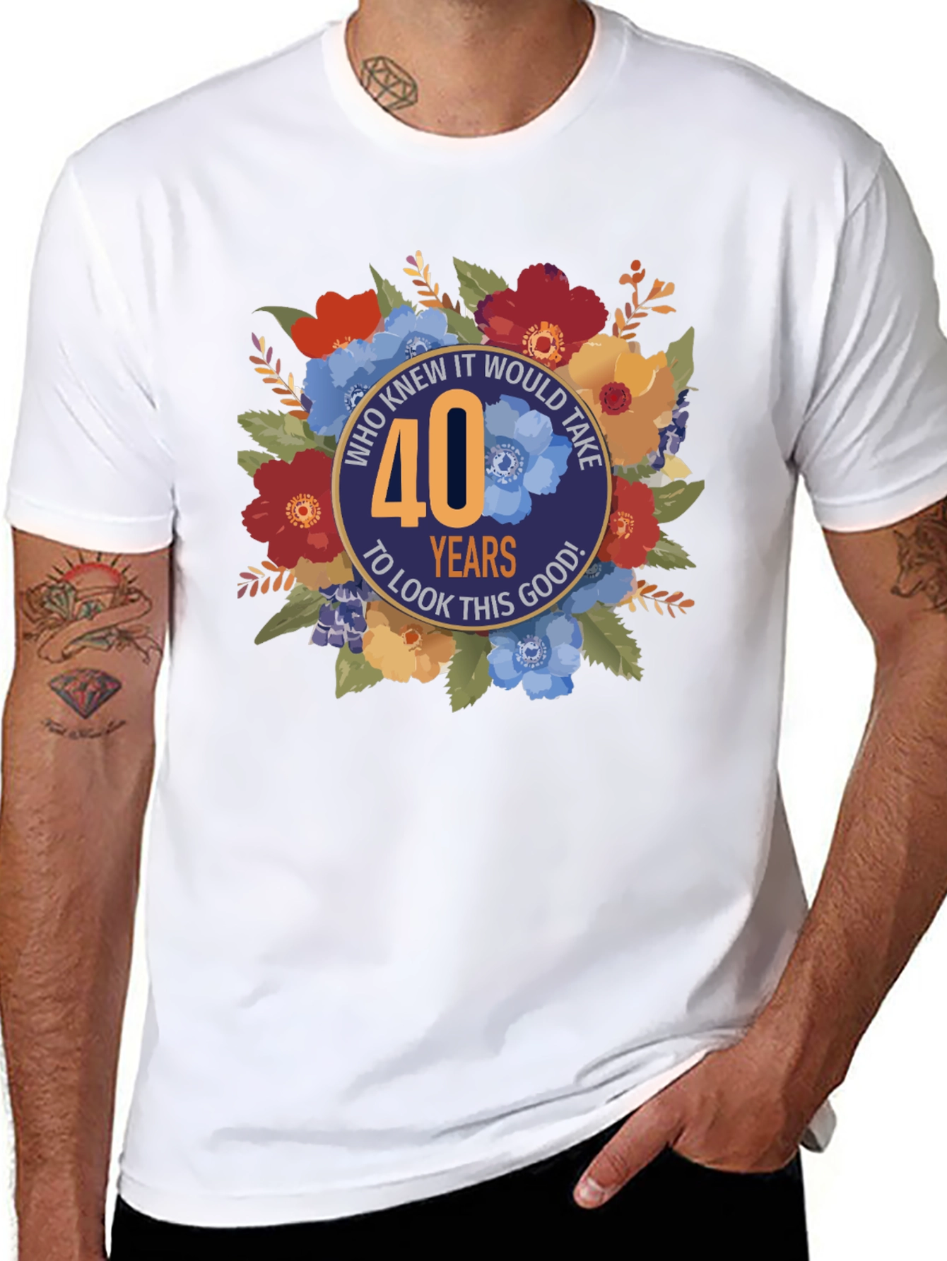 40th Birthday Floral Graphic Tee