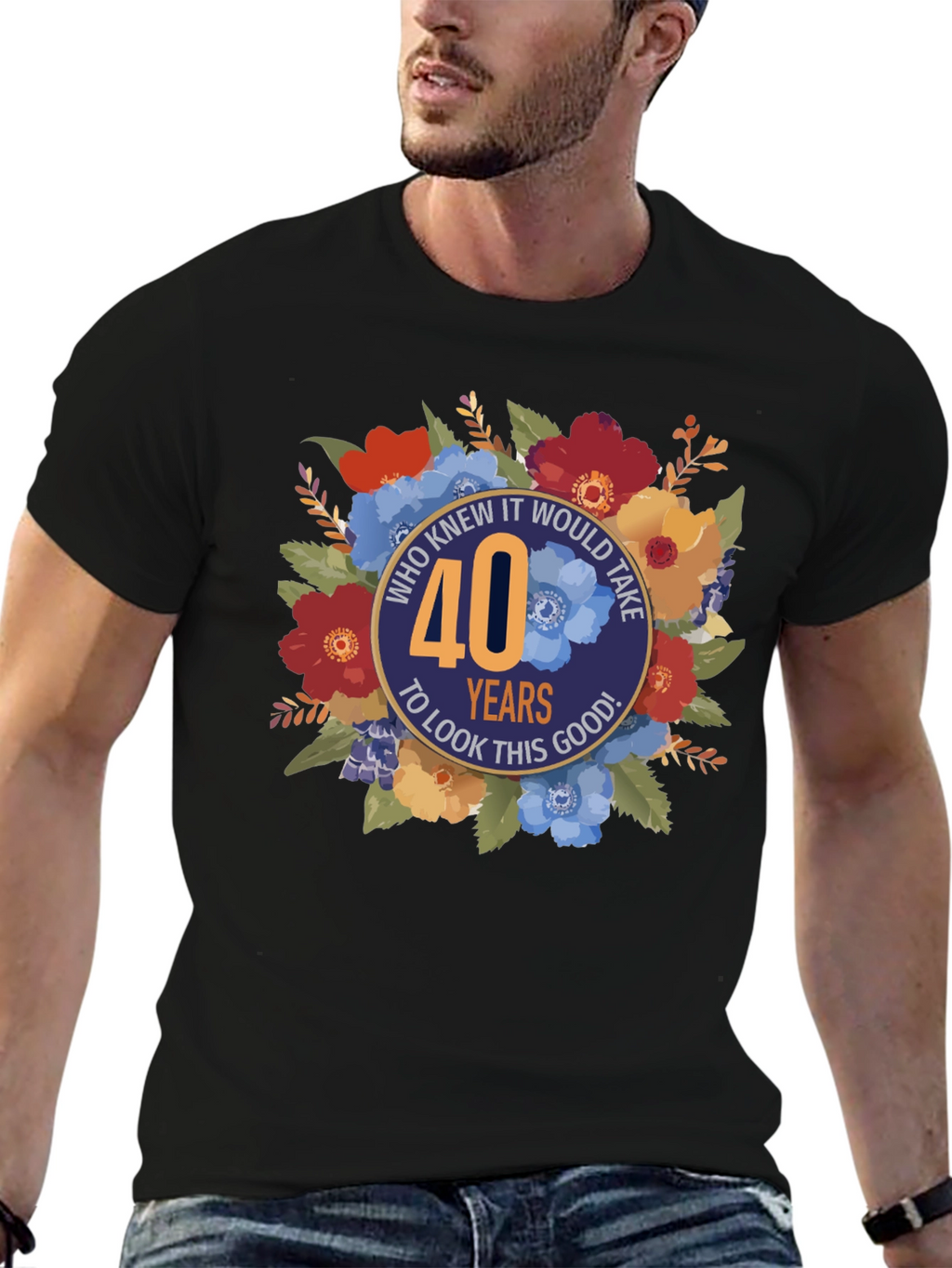 40th Birthday Floral Graphic Tee