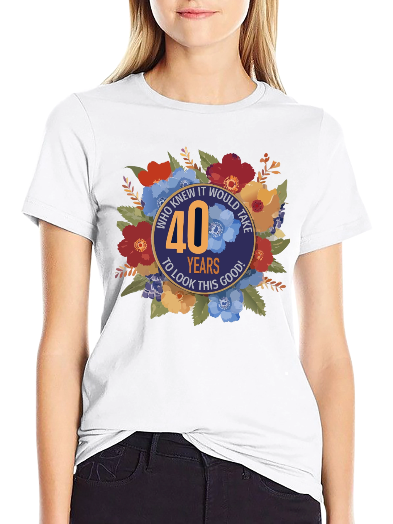 40th Birthday Floral Graphic Tee