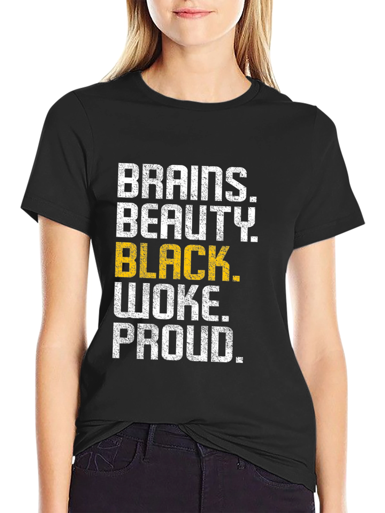 Brains Beauty Black Woke Proud Graphic Tee