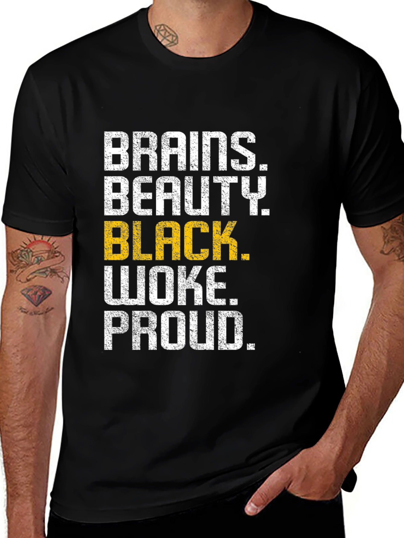 Brains Beauty Black Woke Proud Graphic Tee