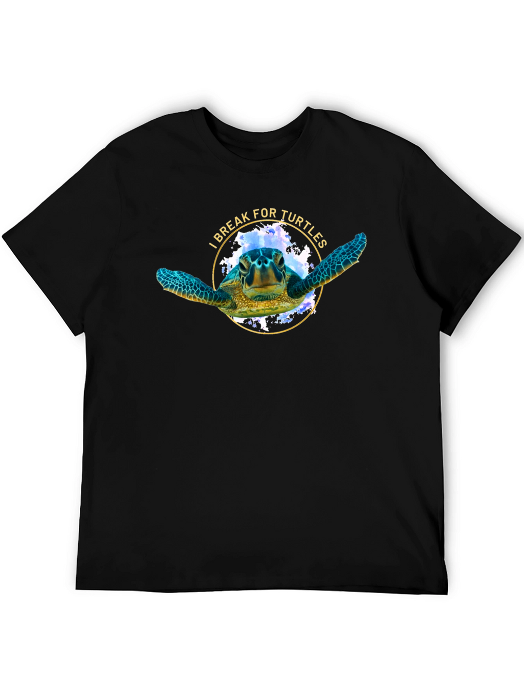 I Break For Turtles Black Graphic T-Shirt