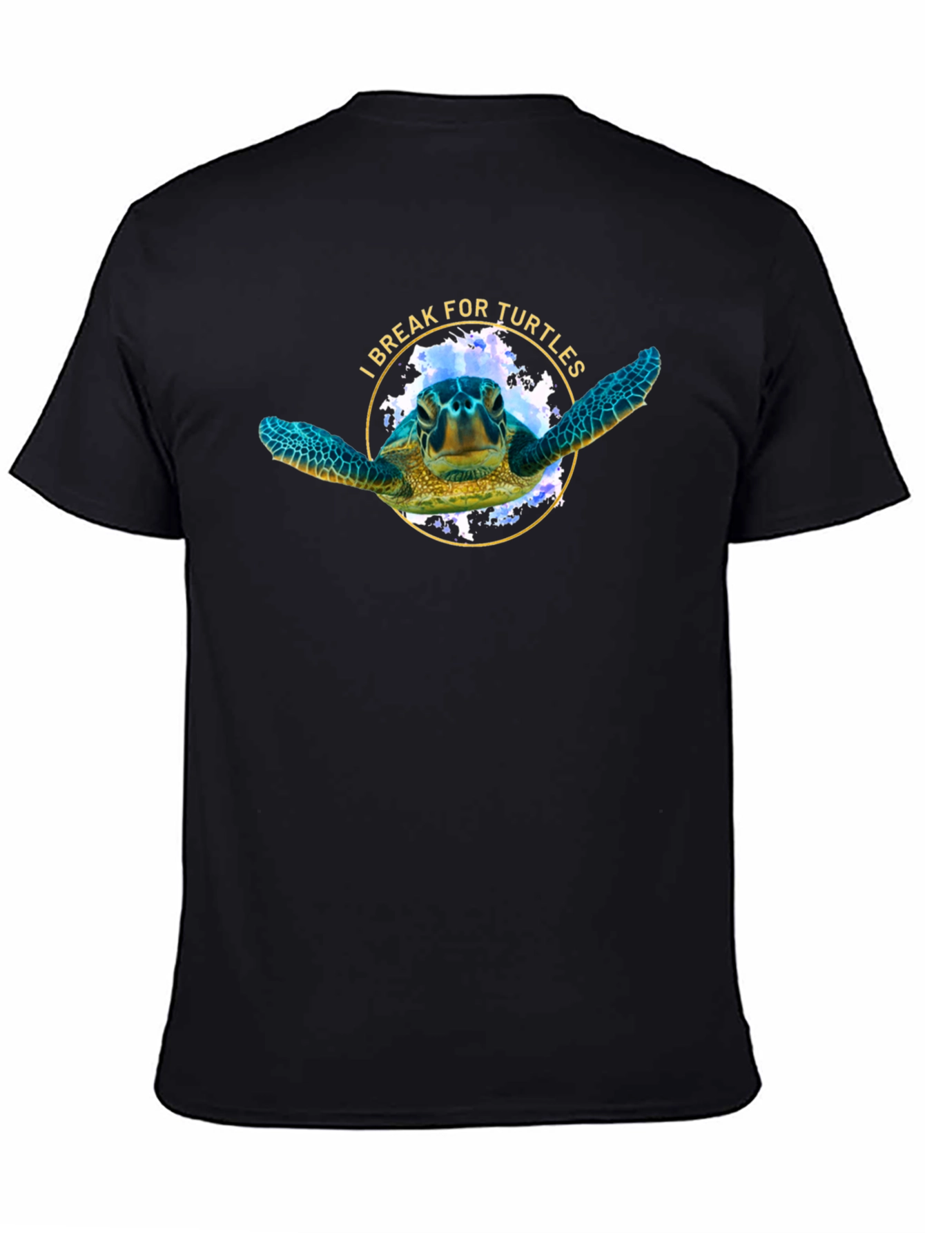 I Break For Turtles Black Graphic T-Shirt