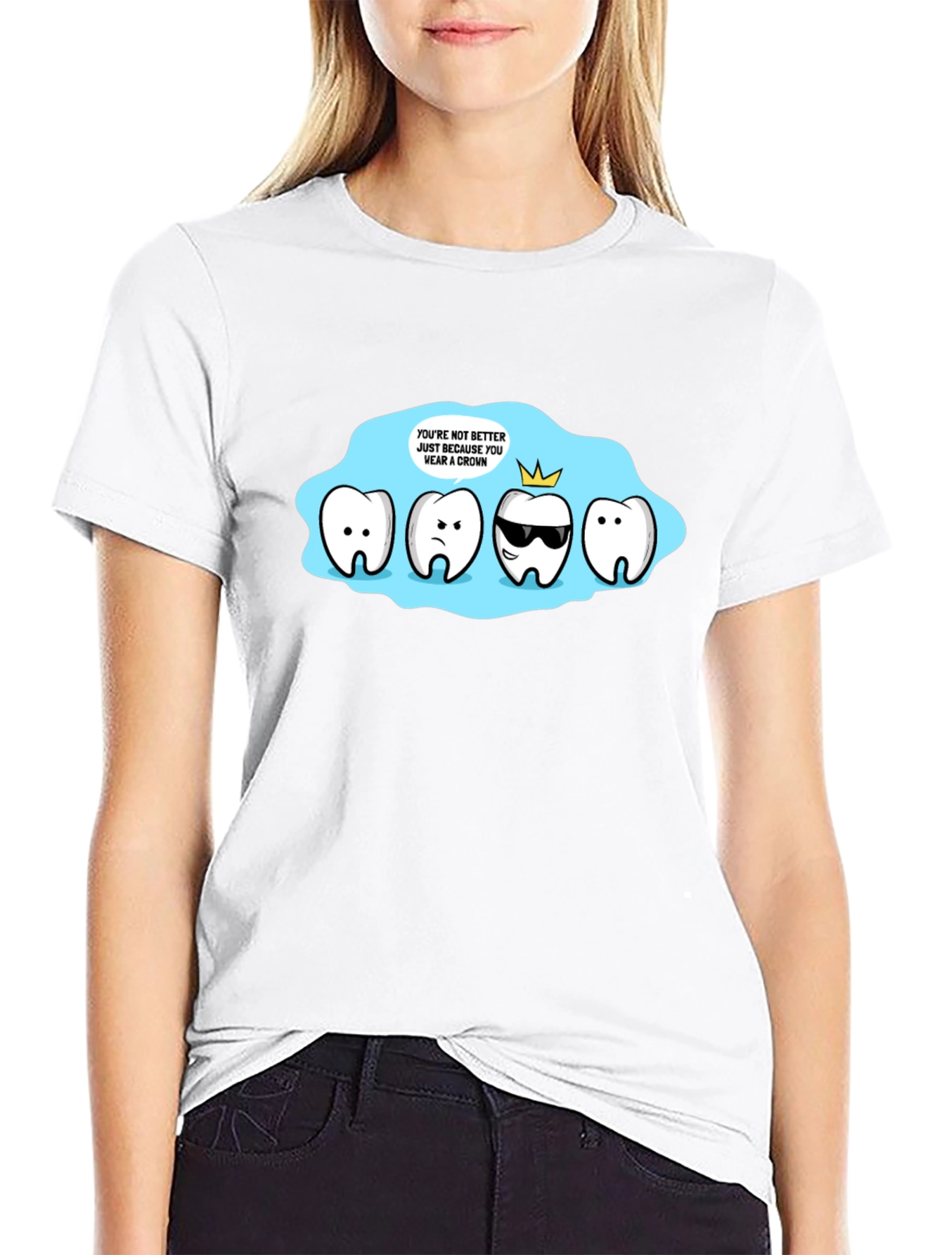 Crown Cartoon Graphic Black T-Shirt