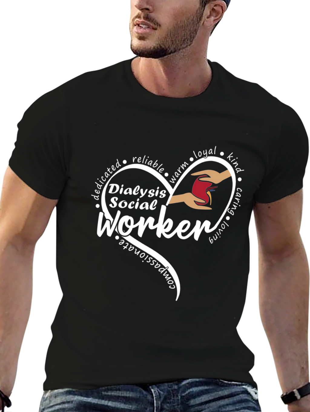 Dialysis Social Worker Heart Graphic T-Shirt