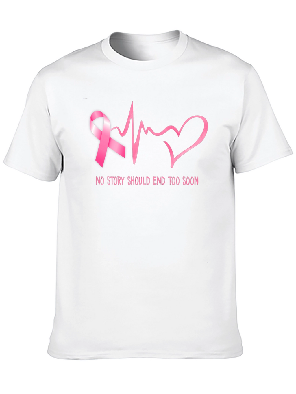 Breast Cancer Awareness Ribbon Heartbeat Graphic T-Shirt