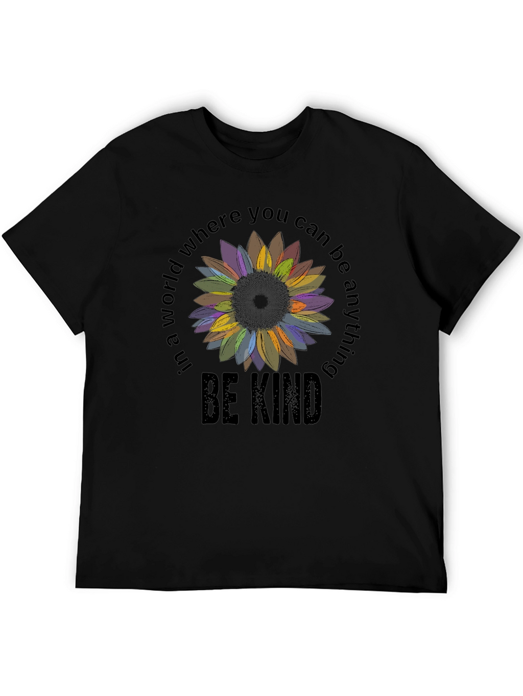 Be Kind Sunflower Graphic Tee - Black