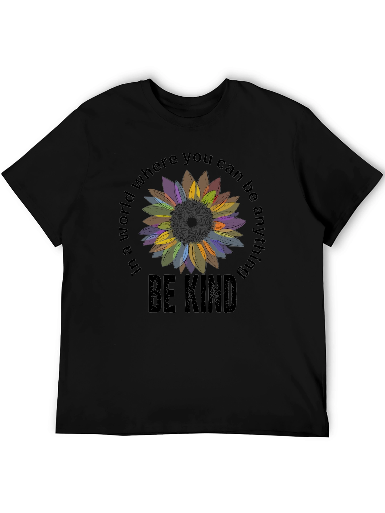 Be Kind Sunflower Graphic Tee - Black