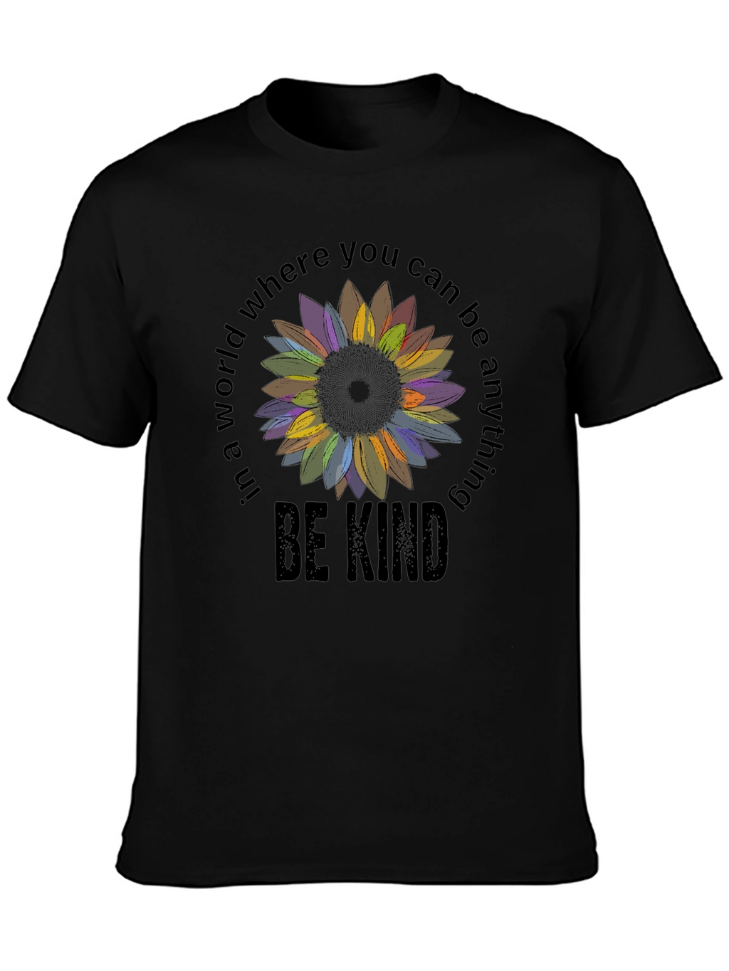 Be Kind Sunflower Graphic Tee - Black