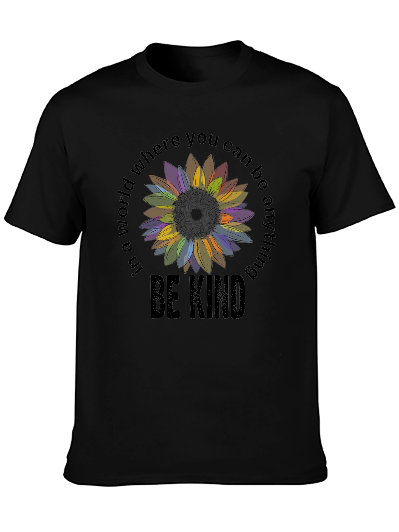 Be Kind Sunflower Graphic Tee - Black