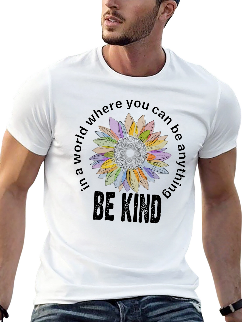 Be Kind Sunflower Graphic Tee - Black