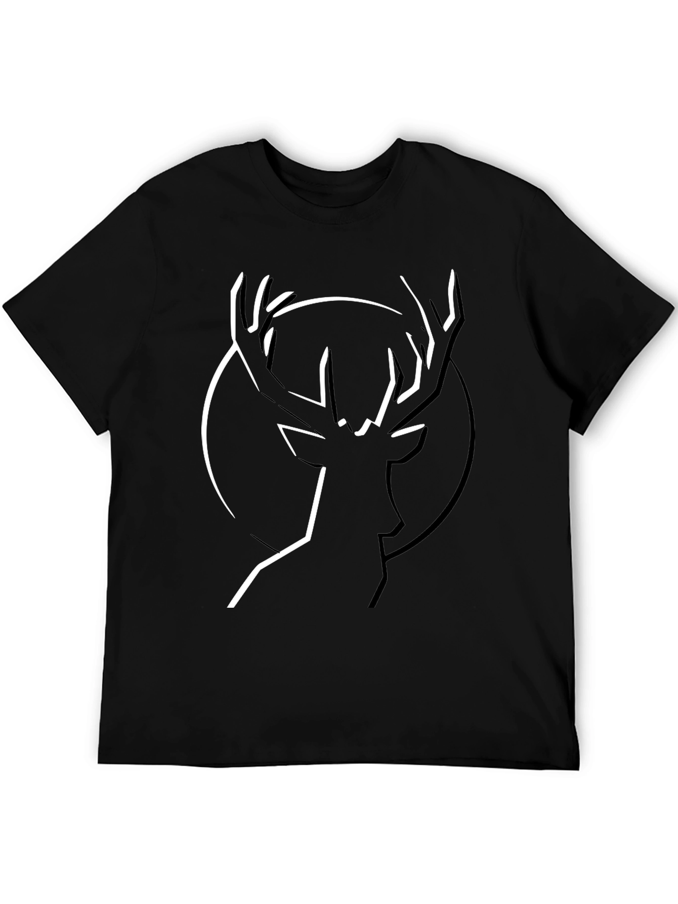 Stylish Stag Graphic Black T-Shirt