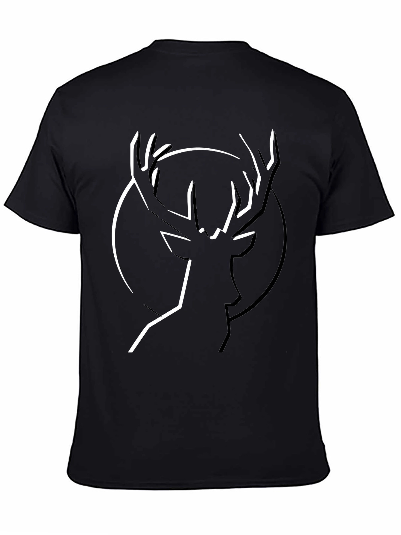 Stylish Stag Graphic Black T-Shirt