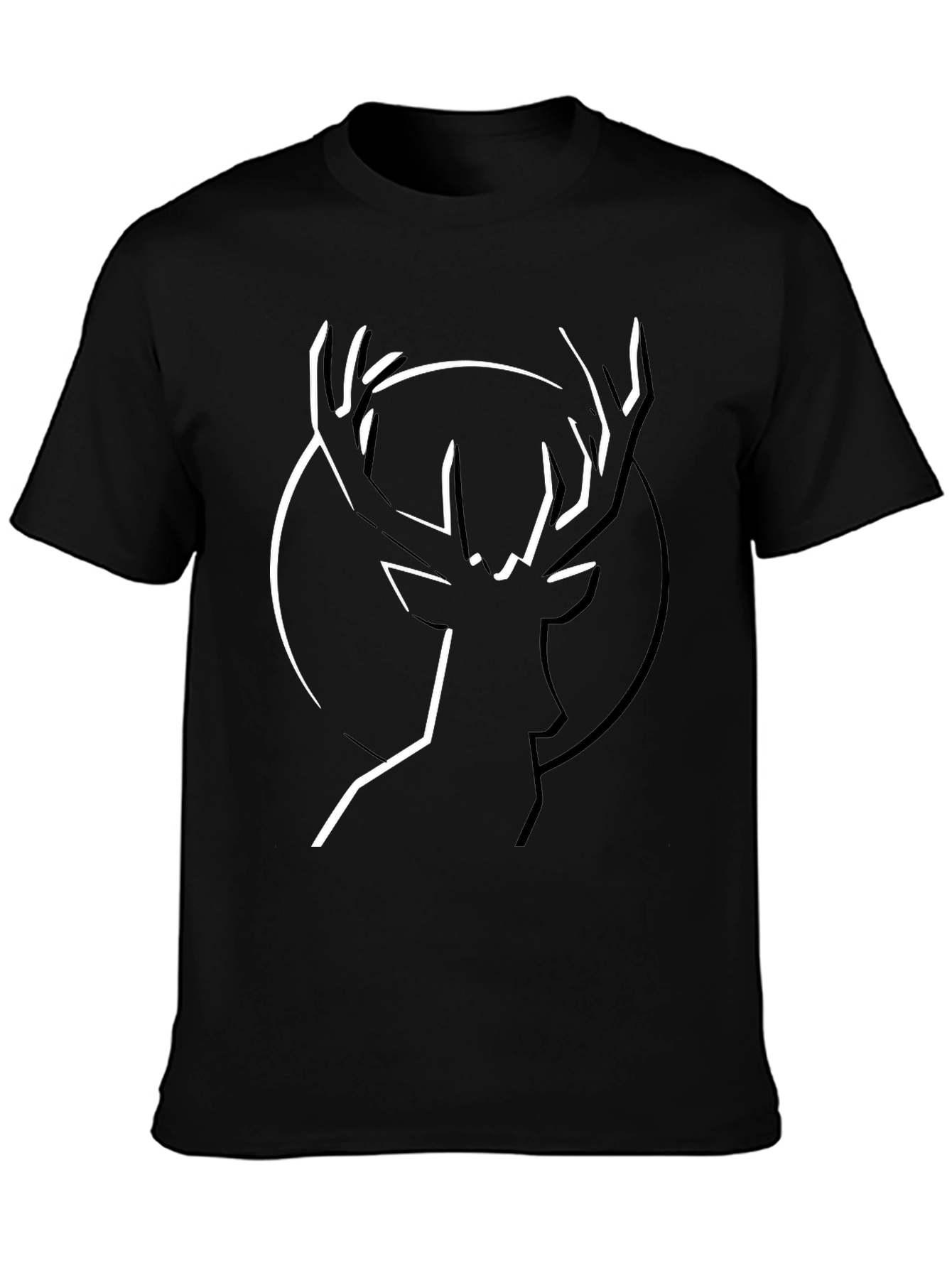 Stylish Stag Graphic Black T-Shirt