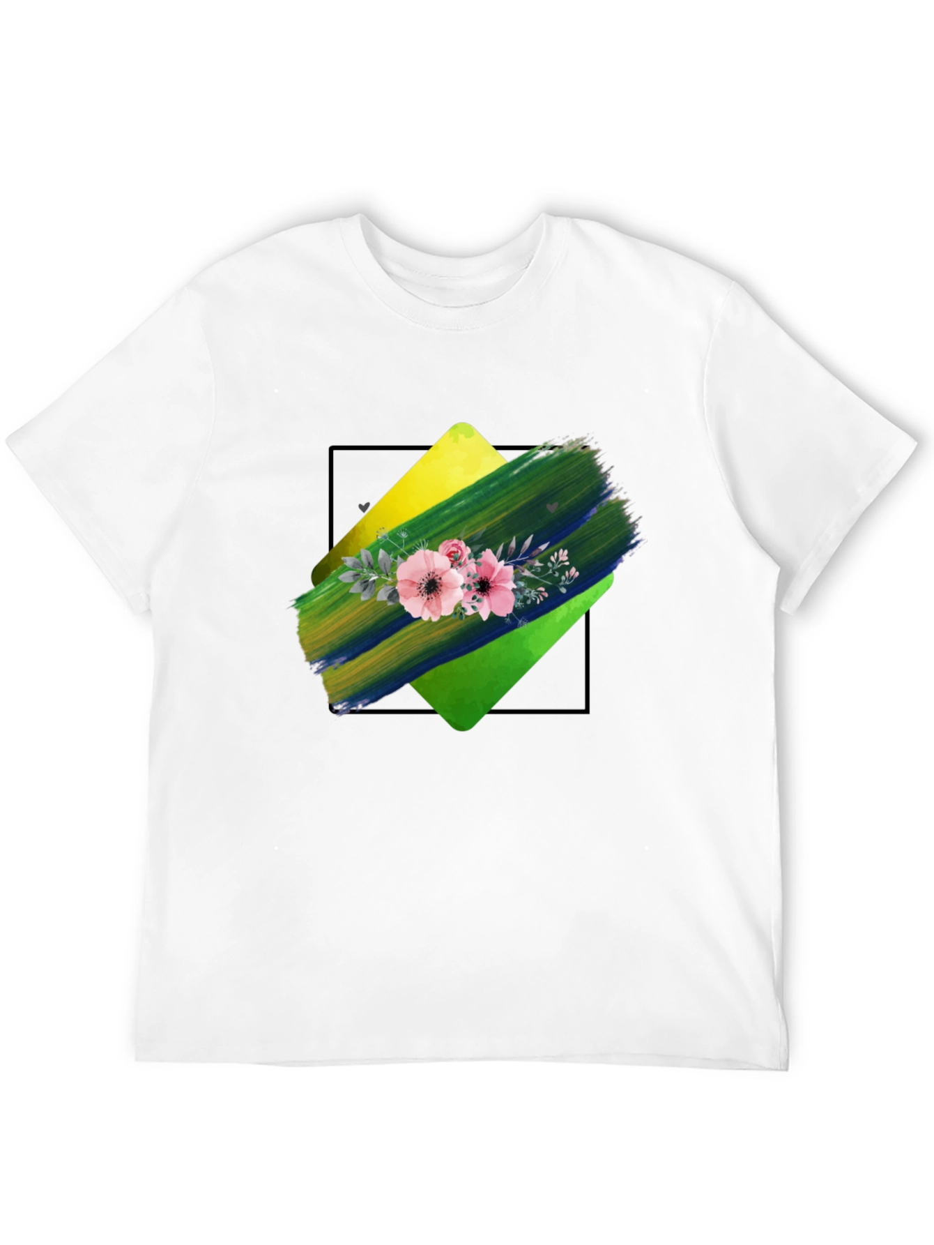 Floral Brushstroke Graphic Tee - Black