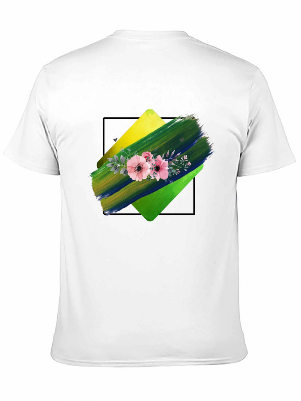 Floral Brushstroke Graphic Tee - Black