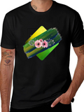 Floral Brushstroke Graphic Tee - Black