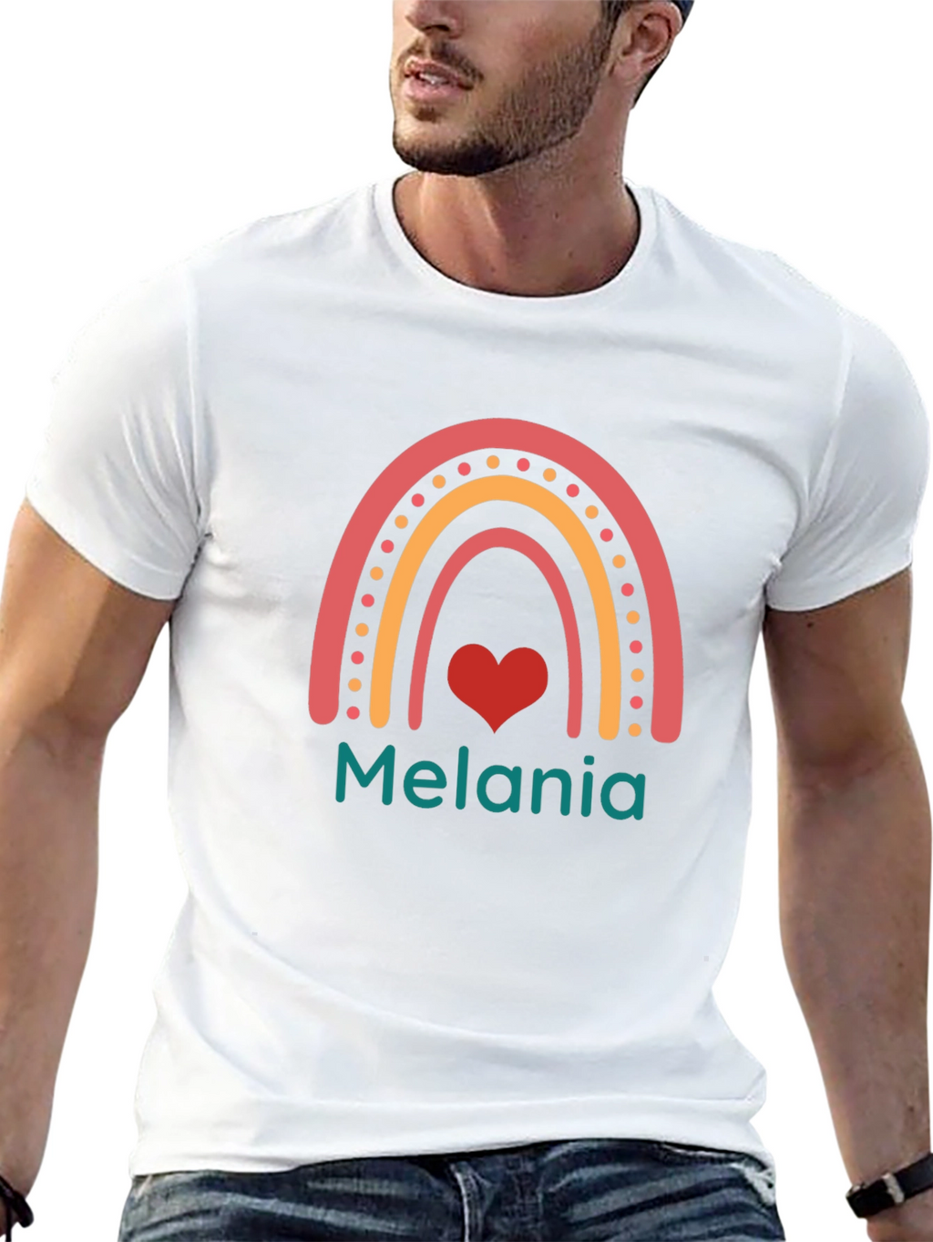 Melania Rainbow Heart Black T-Shirt