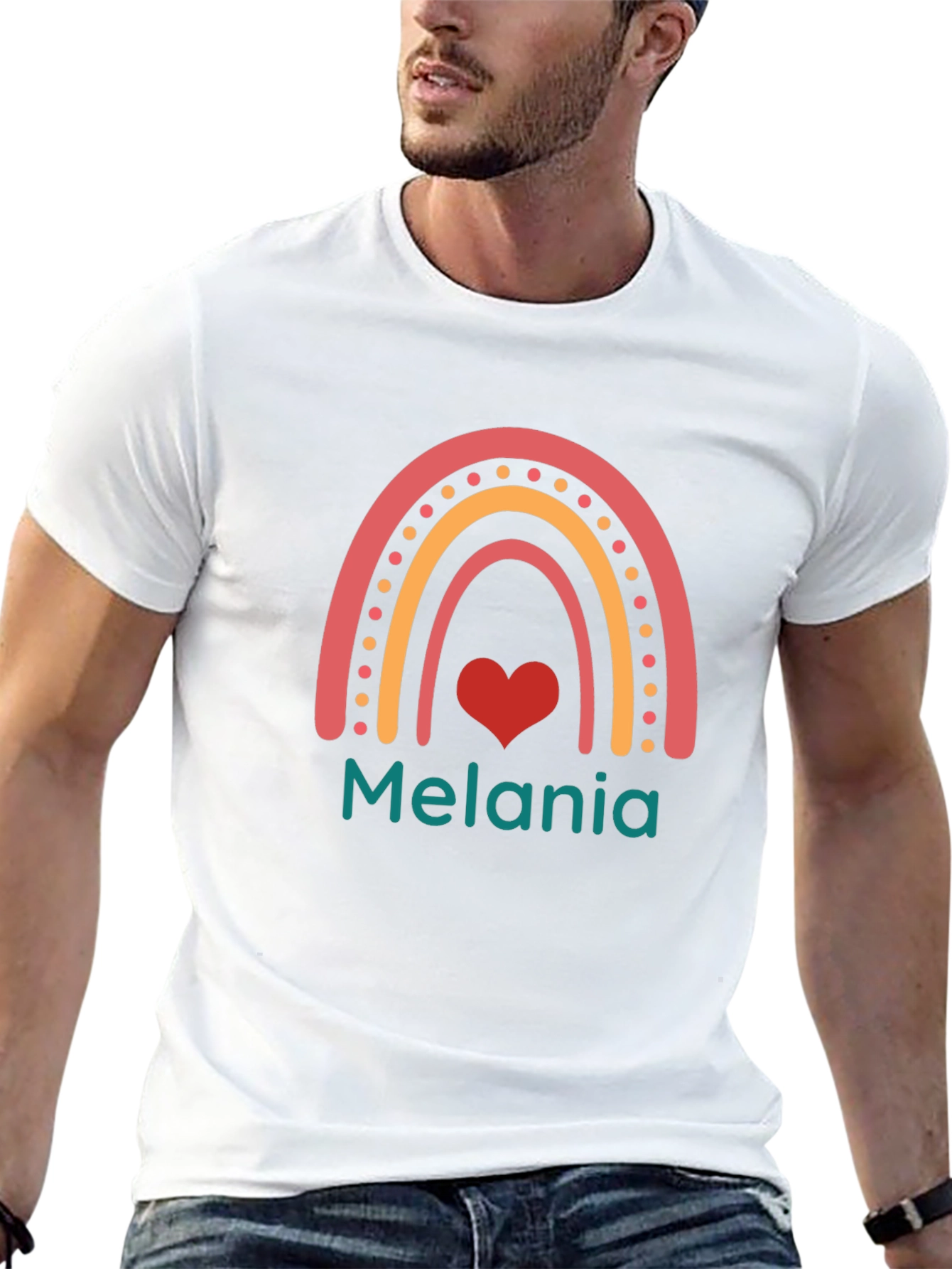 Melania Rainbow Heart Black T-Shirt