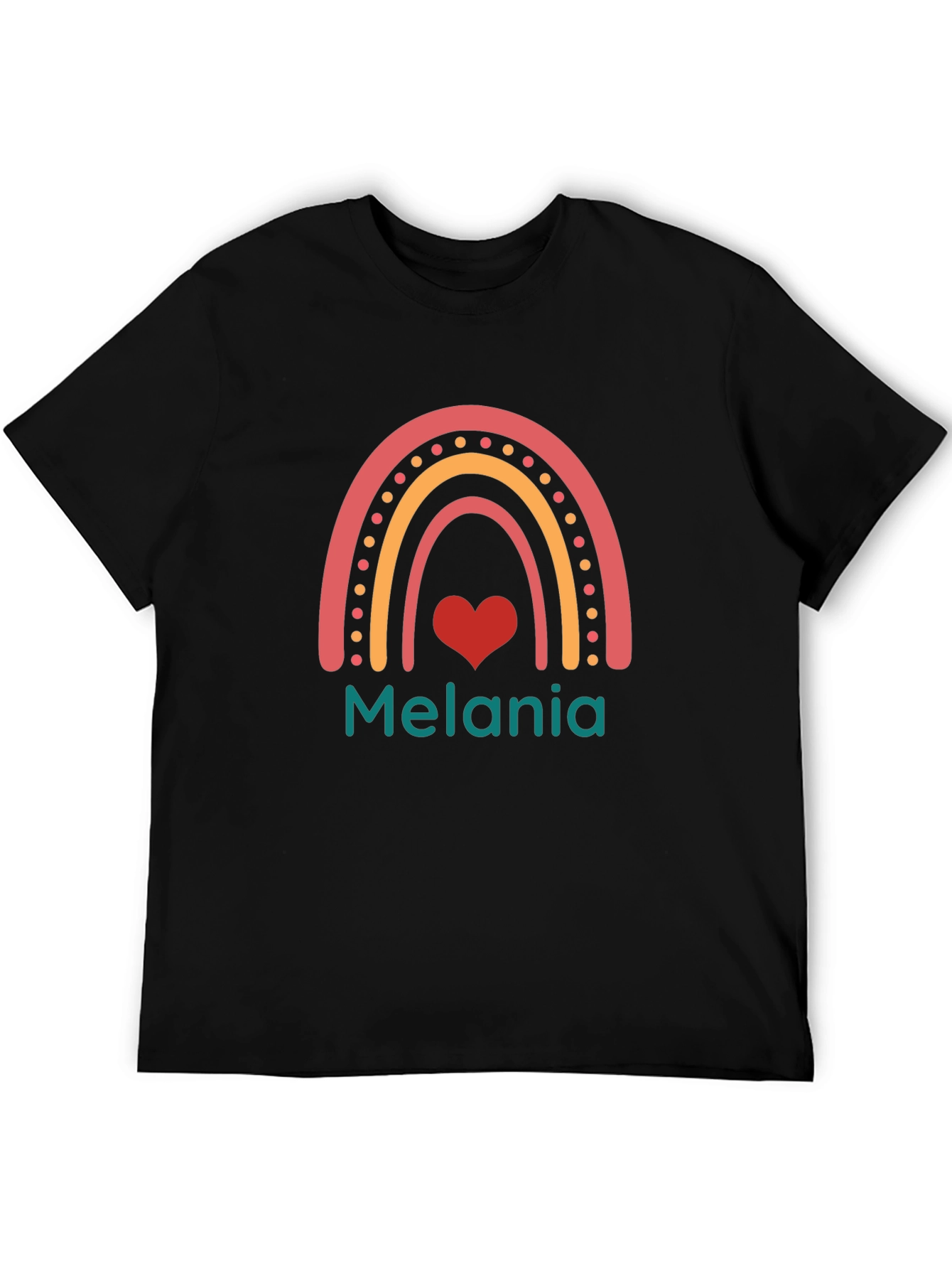 Melania Rainbow Heart Black T-Shirt