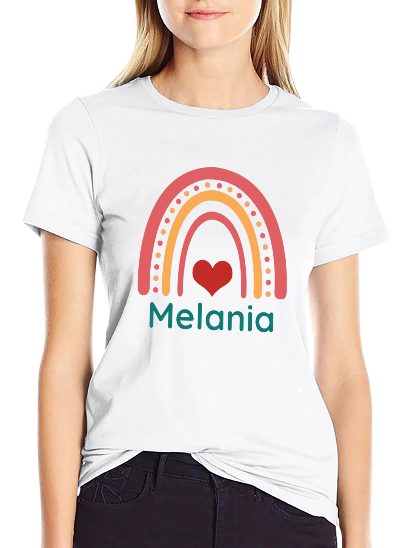Melania Rainbow Heart Black T-Shirt
