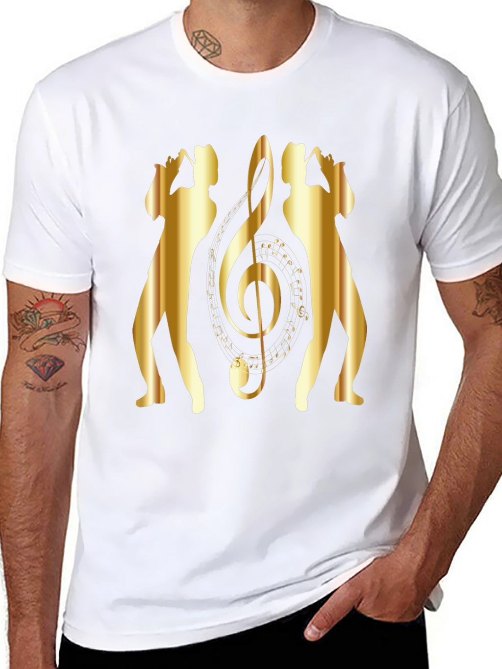 Saxophone Music Note Graphic T-Shirt