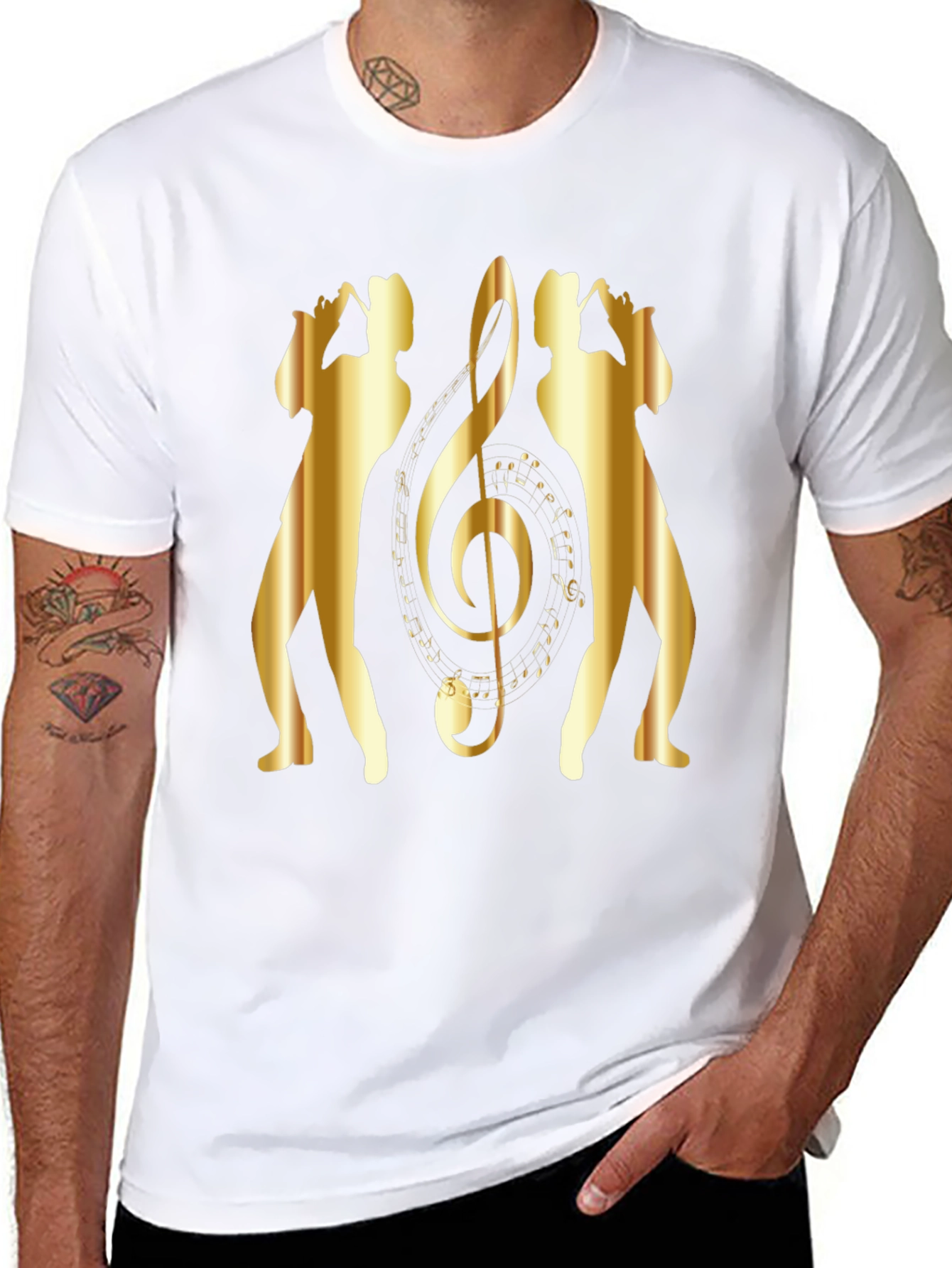 Saxophone Music Note Graphic T-Shirt