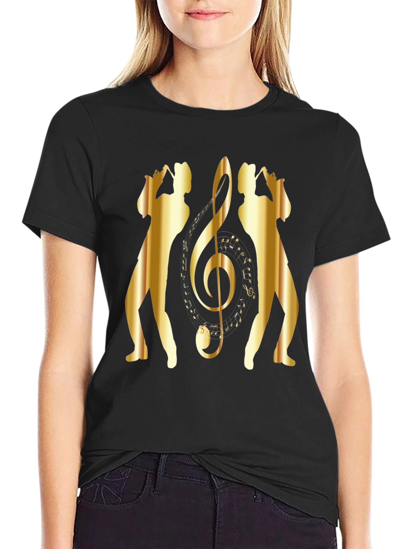 Saxophone Music Note Graphic T-Shirt