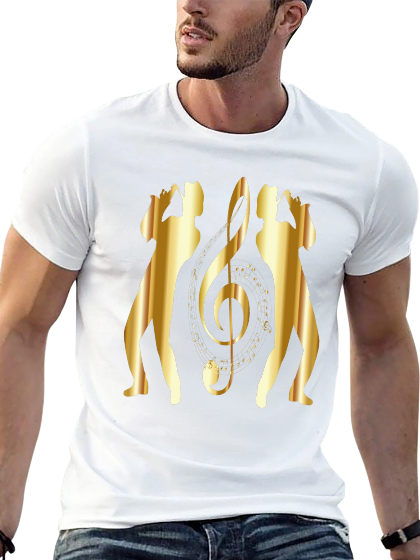 Saxophone Music Note Graphic T-Shirt