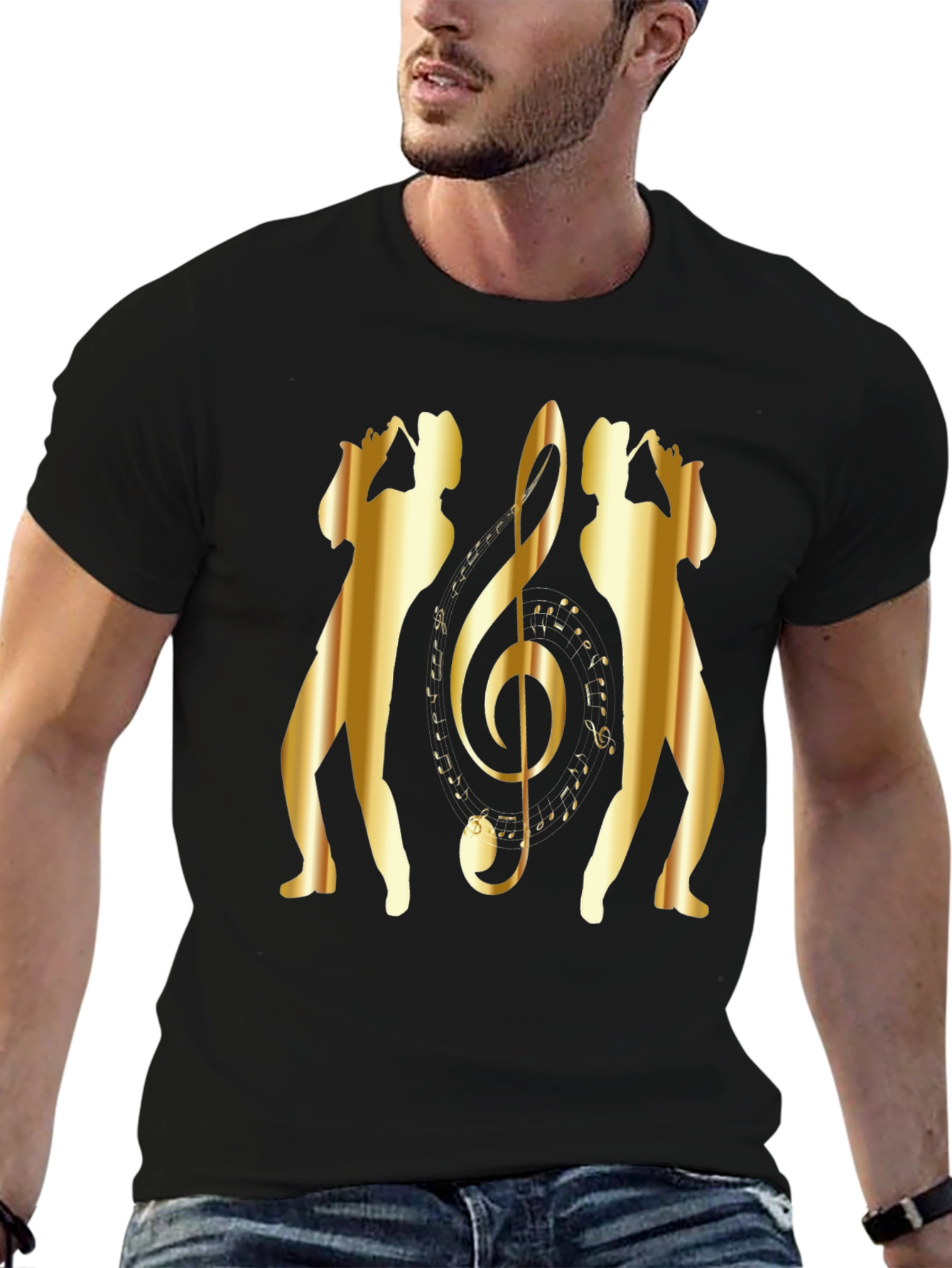 Saxophone Music Note Graphic T-Shirt