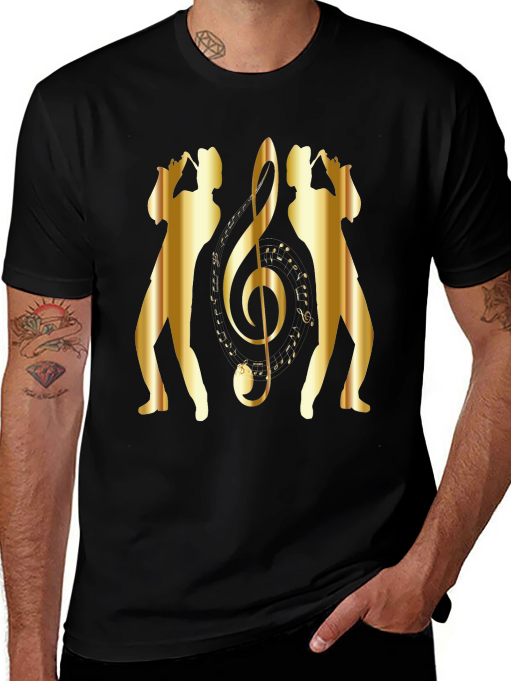 Saxophone Music Note Graphic T-Shirt