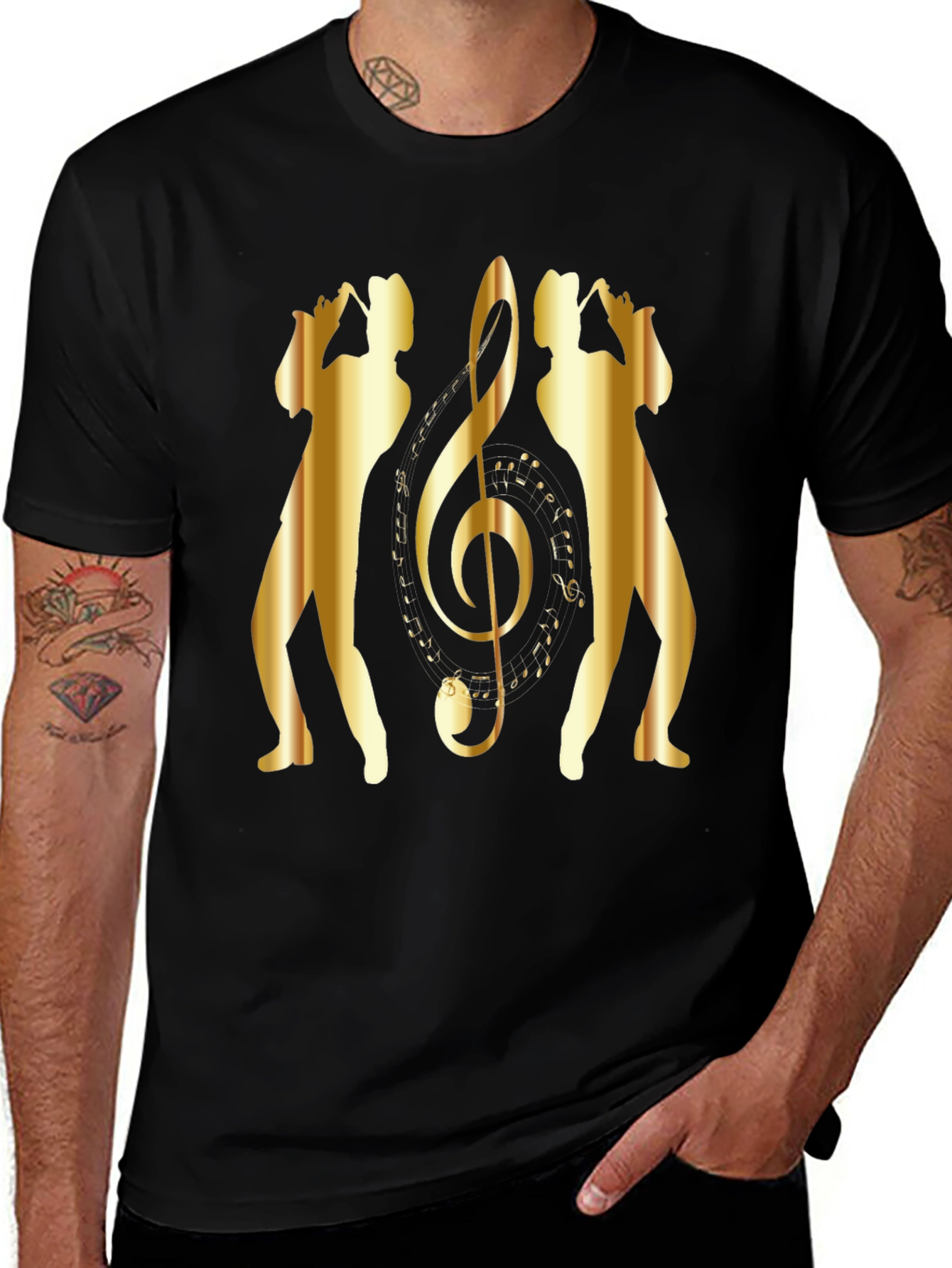 Saxophone Music Note Graphic T-Shirt