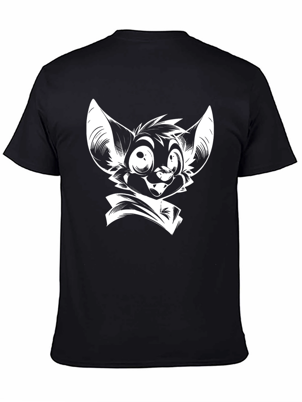 Black T-Shirt with Cartoon Bat Graphic