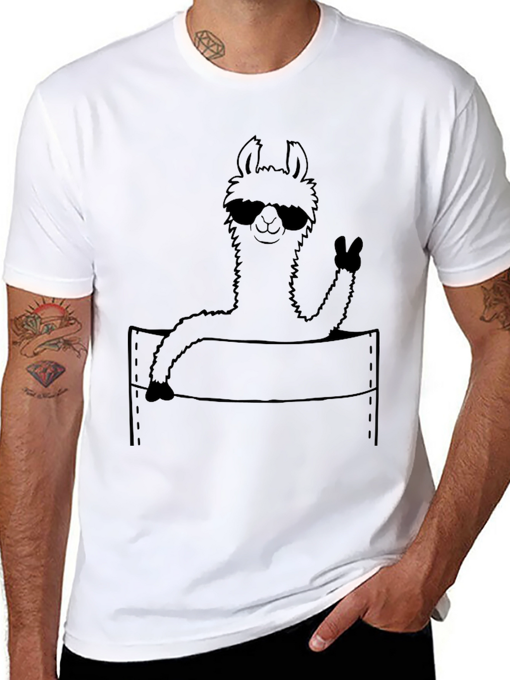 Cool Llama Pocket Tee - Fun Graphic T-Shirt