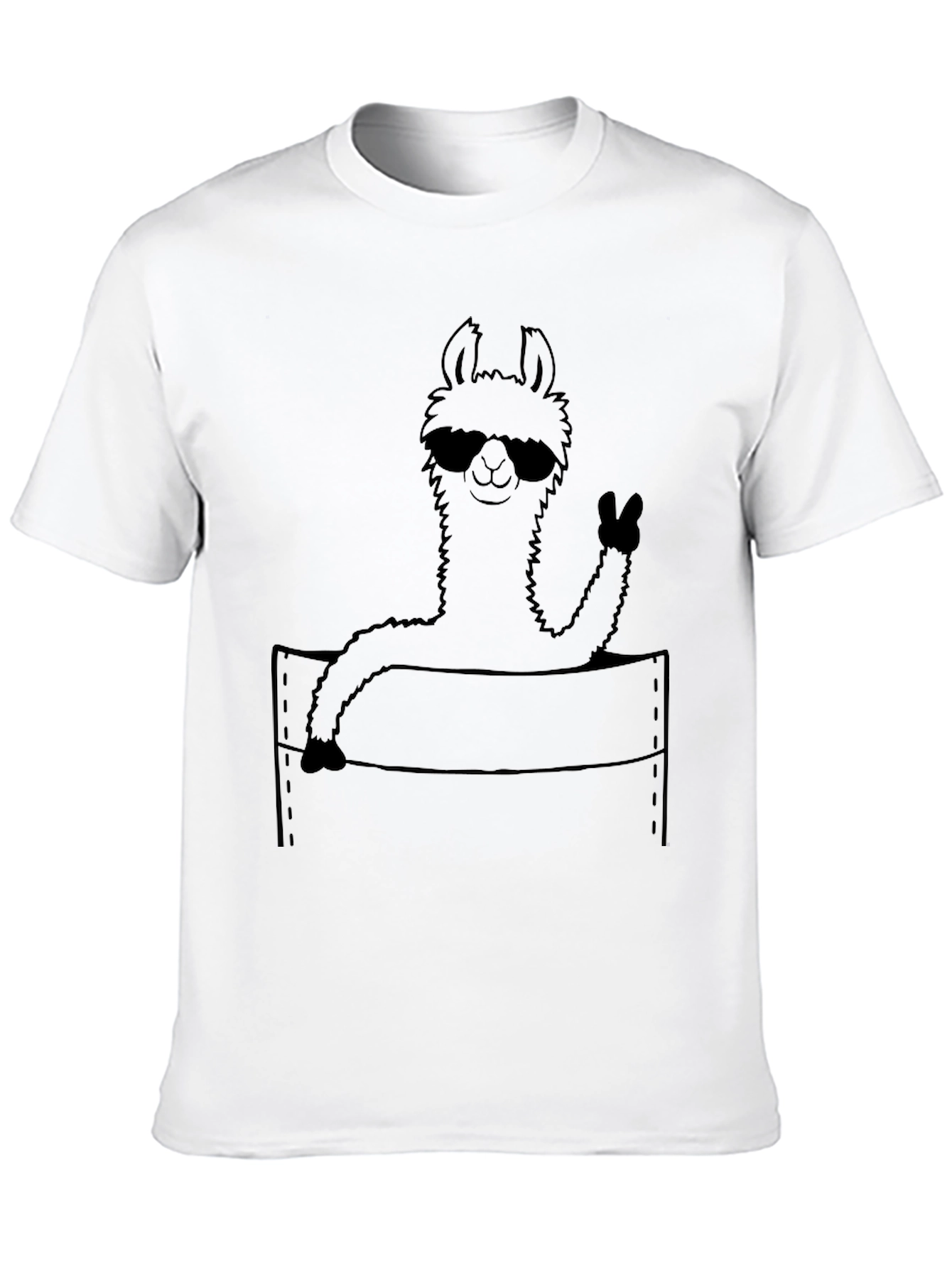 Cool Llama Pocket Tee - Fun Graphic T-Shirt