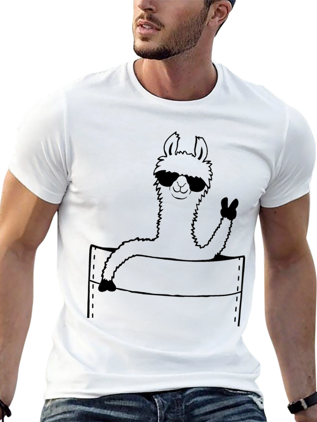 Cool Llama Pocket Tee - Fun Graphic T-Shirt