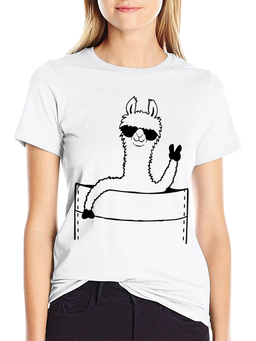 Cool Llama Pocket Tee - Fun Graphic T-Shirt