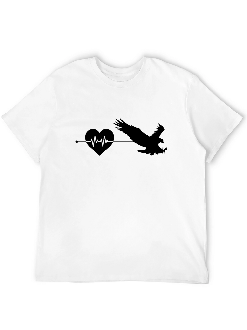 Black T-Shirt with Heartbeat Eagle Graphic