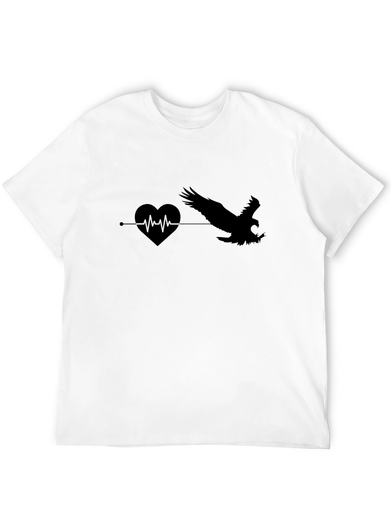 Black T-Shirt with Heartbeat Eagle Graphic