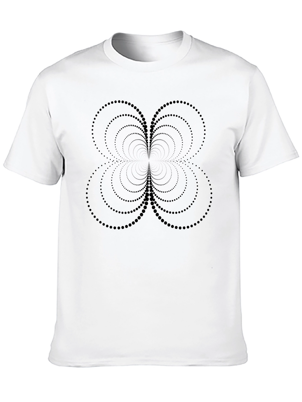 Abstract Circle Dot Clover Graphic Black T-Shirt