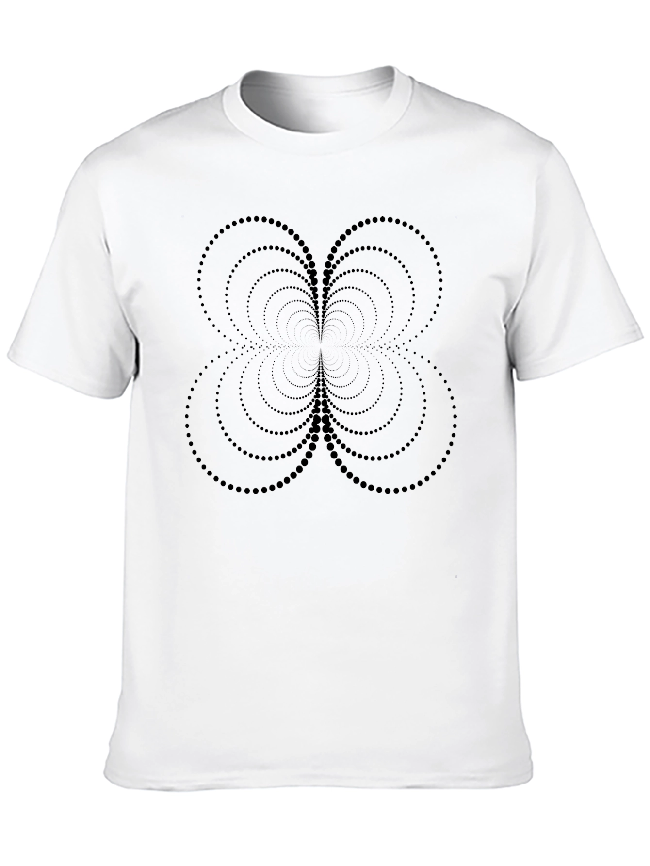Abstract Circle Dot Clover Graphic Black T-Shirt