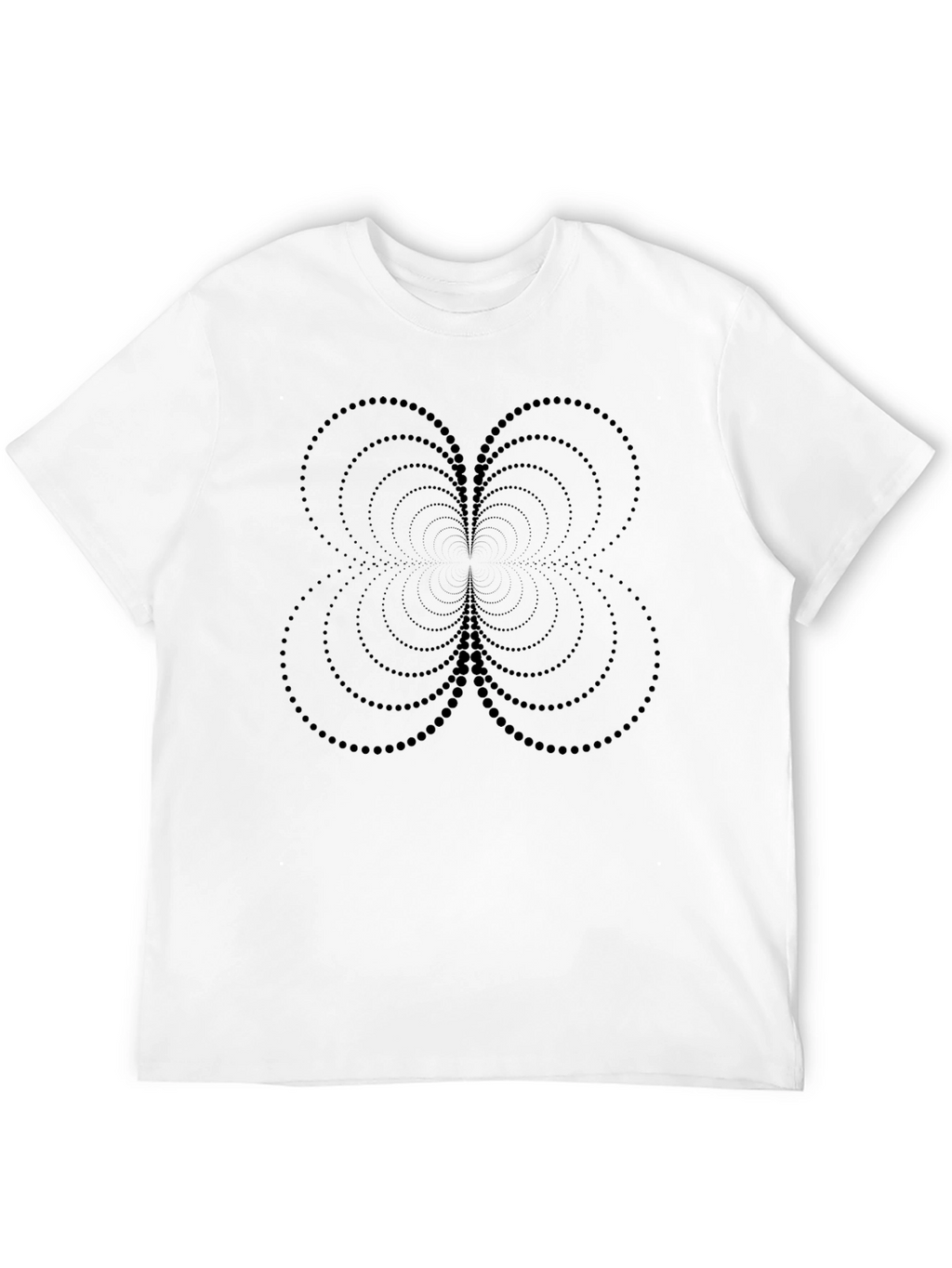 Abstract Circle Dot Clover Graphic Black T-Shirt