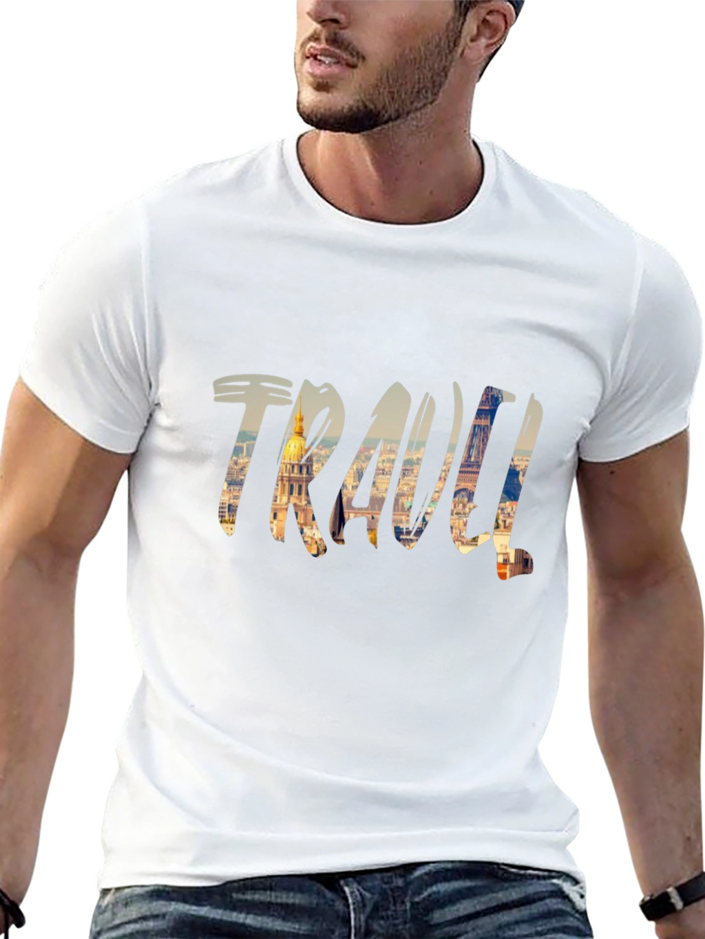 Travel Inspired Graphic Tee - Black Cotton