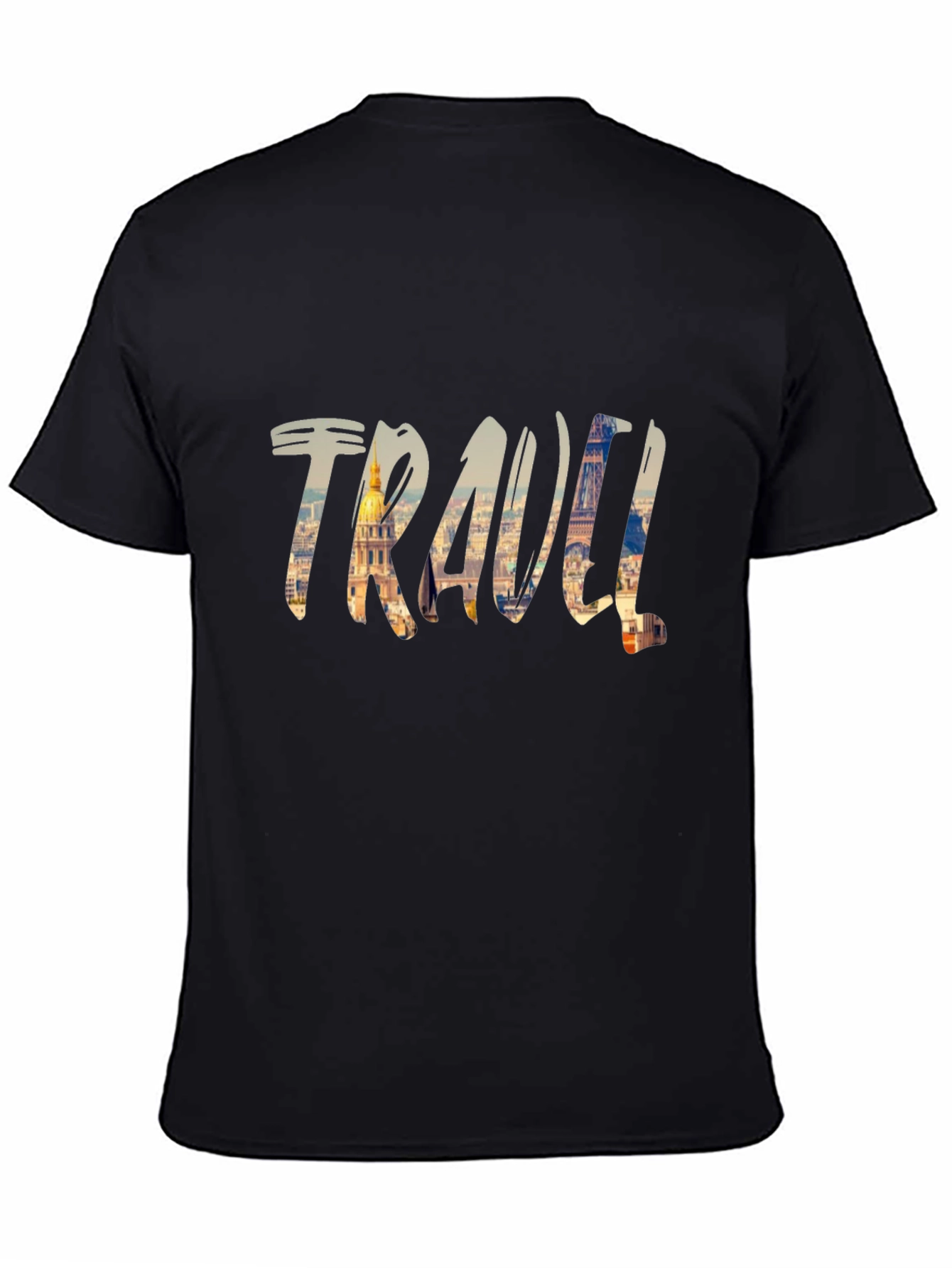 Travel Inspired Graphic Tee - Black Cotton