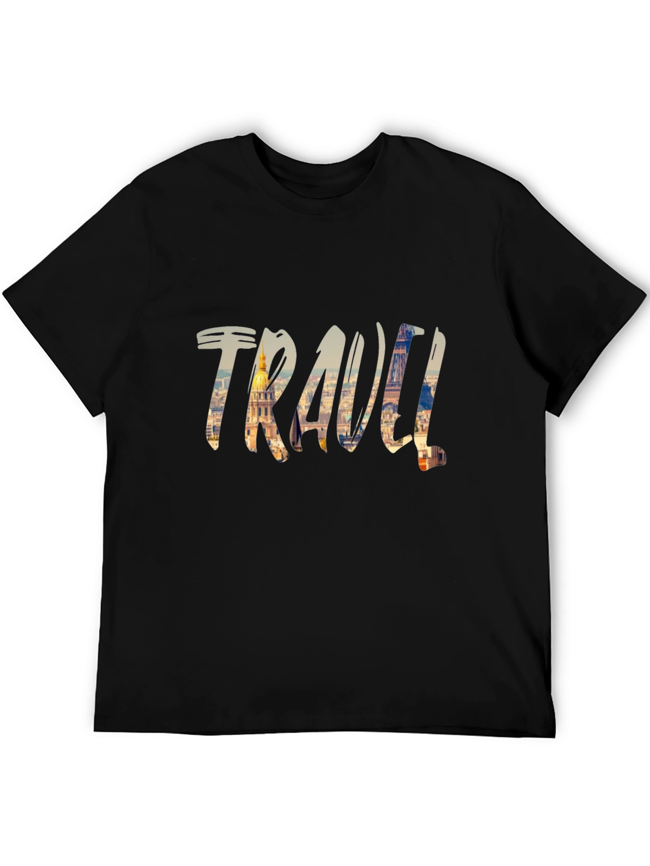 Travel Inspired Graphic Tee - Black Cotton