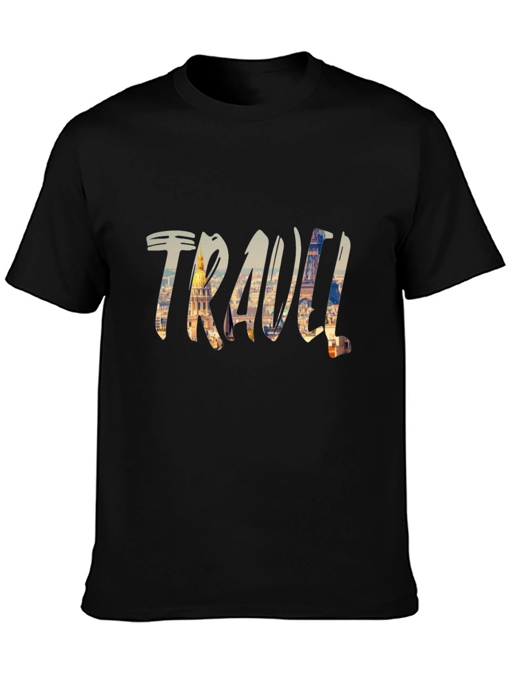 Travel Inspired Graphic Tee - Black Cotton
