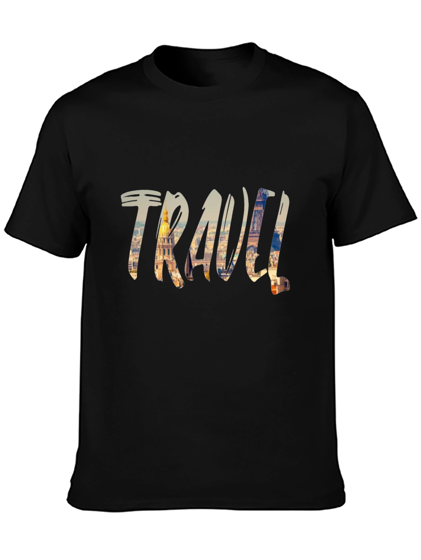 Travel Inspired Graphic Tee - Black Cotton